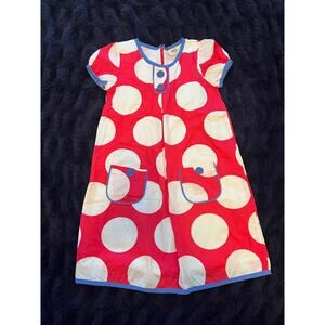 Mini Boden Girls Red Polka Dot Dress Size 9-10 Short Sleeve Cotton EUC
